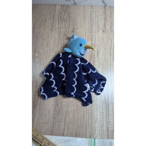 HB Whale Shark Baby Security Blanket  lovey Blue & White Waves 14" - Picture 3 of 7